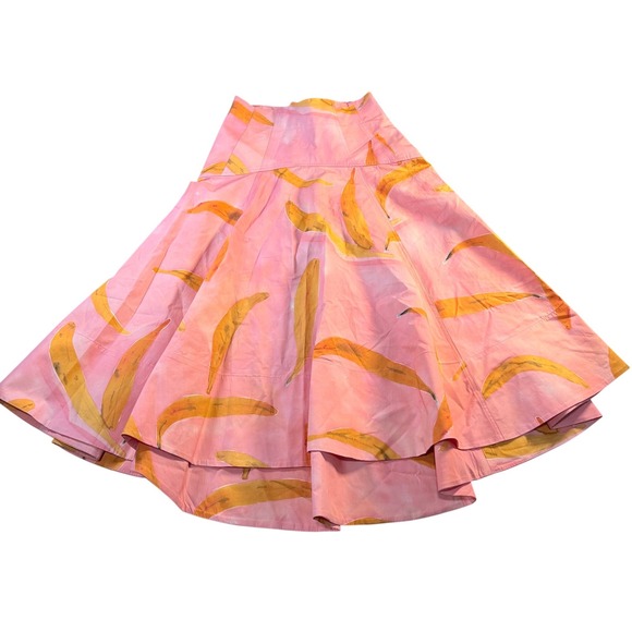 ZARA Pink Banana Print High Low Midi Skirt 3188/153 XS New With Tags - Picture 3 of 9